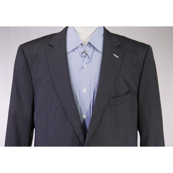 Sebastien Grey Custom Tailored Gray Herringbone 2-Btn Wool Blazer Jacket 44R - Picture 3 of 11